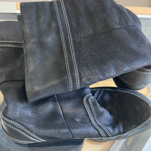 Ecco Black Leather Winter Boots with wool lining 40 - Picture 5 of 8